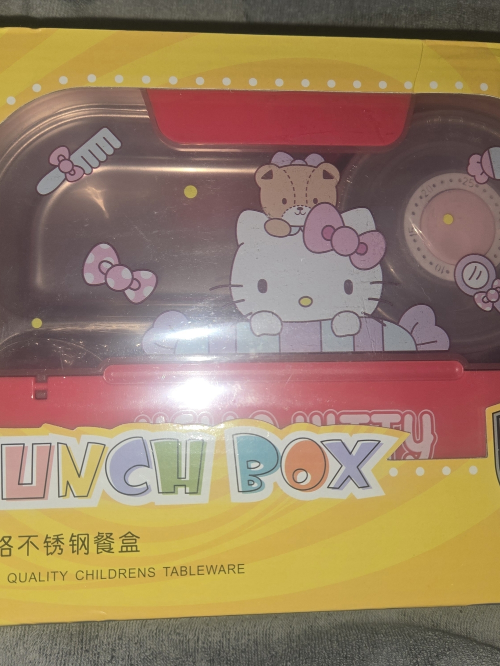 Hello Kitty Pink and Red Partitioned Lunch Box